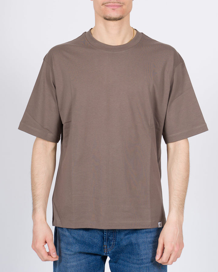 T-shirt Firenze in cotone fango cropped 