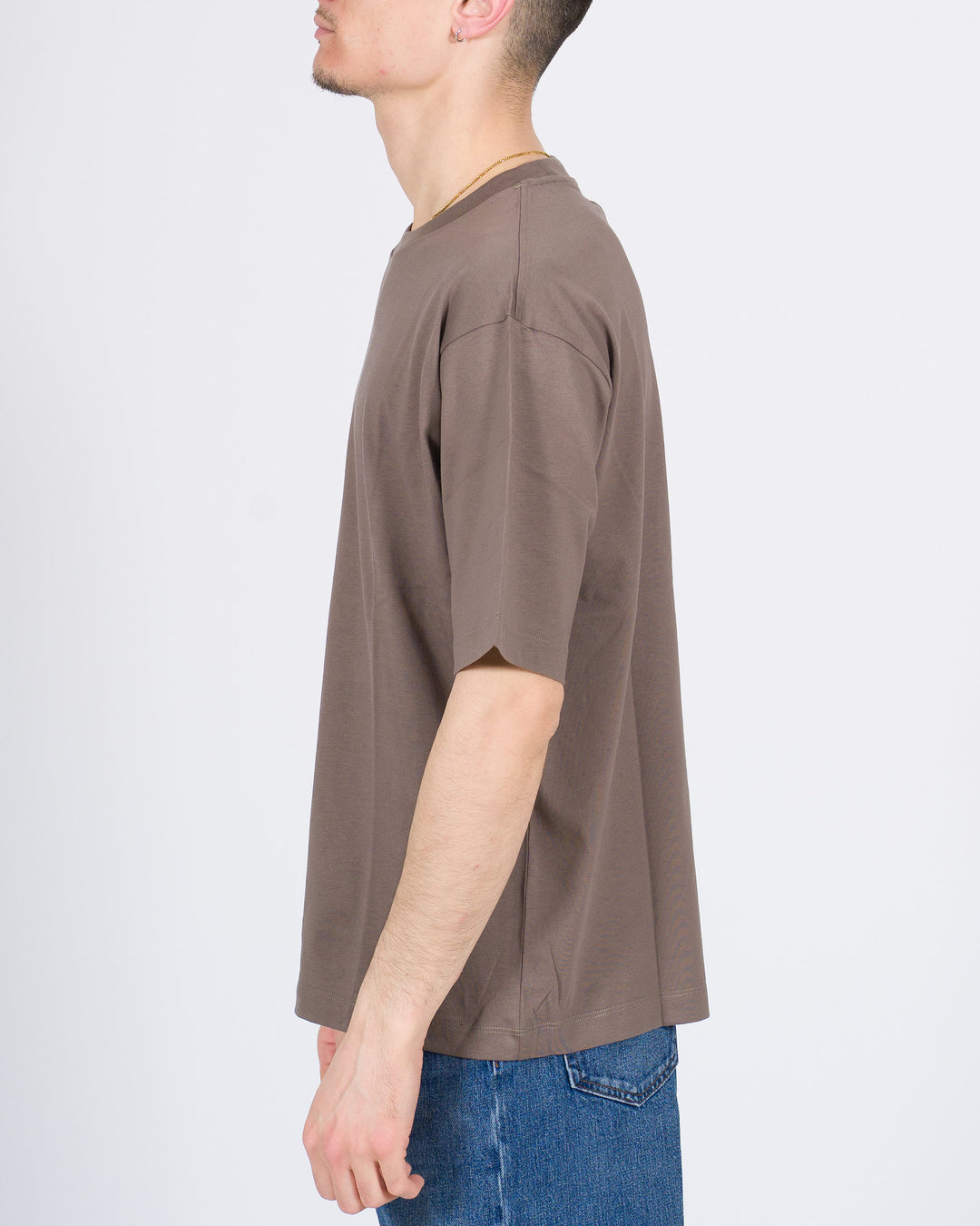 T-shirt Firenze in cotone fango cropped 