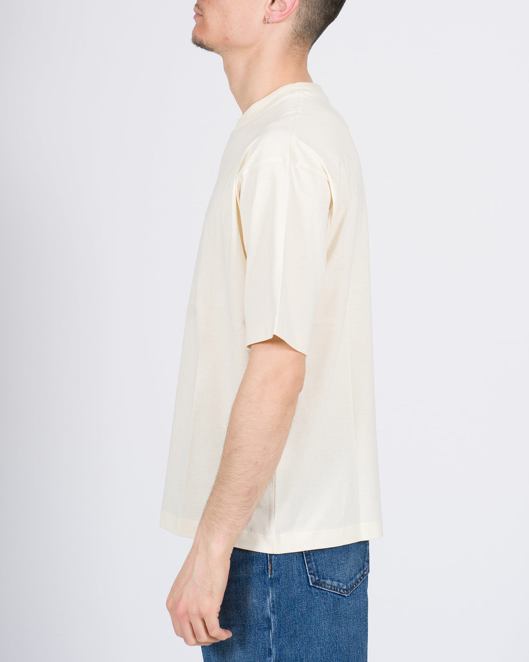 T-shirt Firenze in cotone panna cropped 