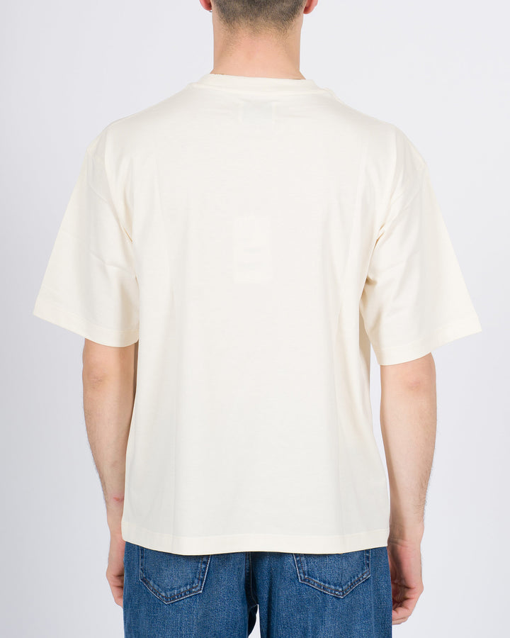 T-shirt Firenze in cotone panna cropped 