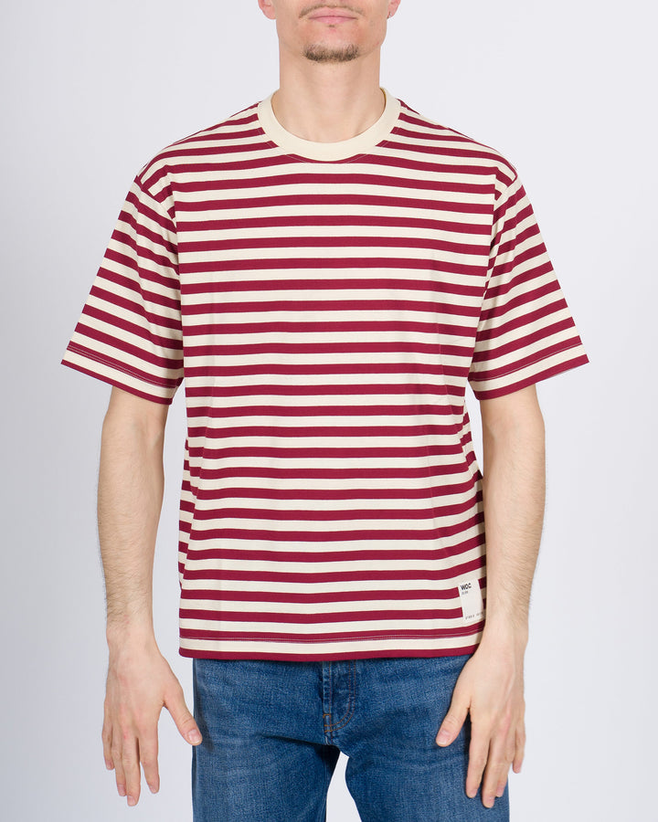 T-shirt Firenze rigata rossa e beige cropped 