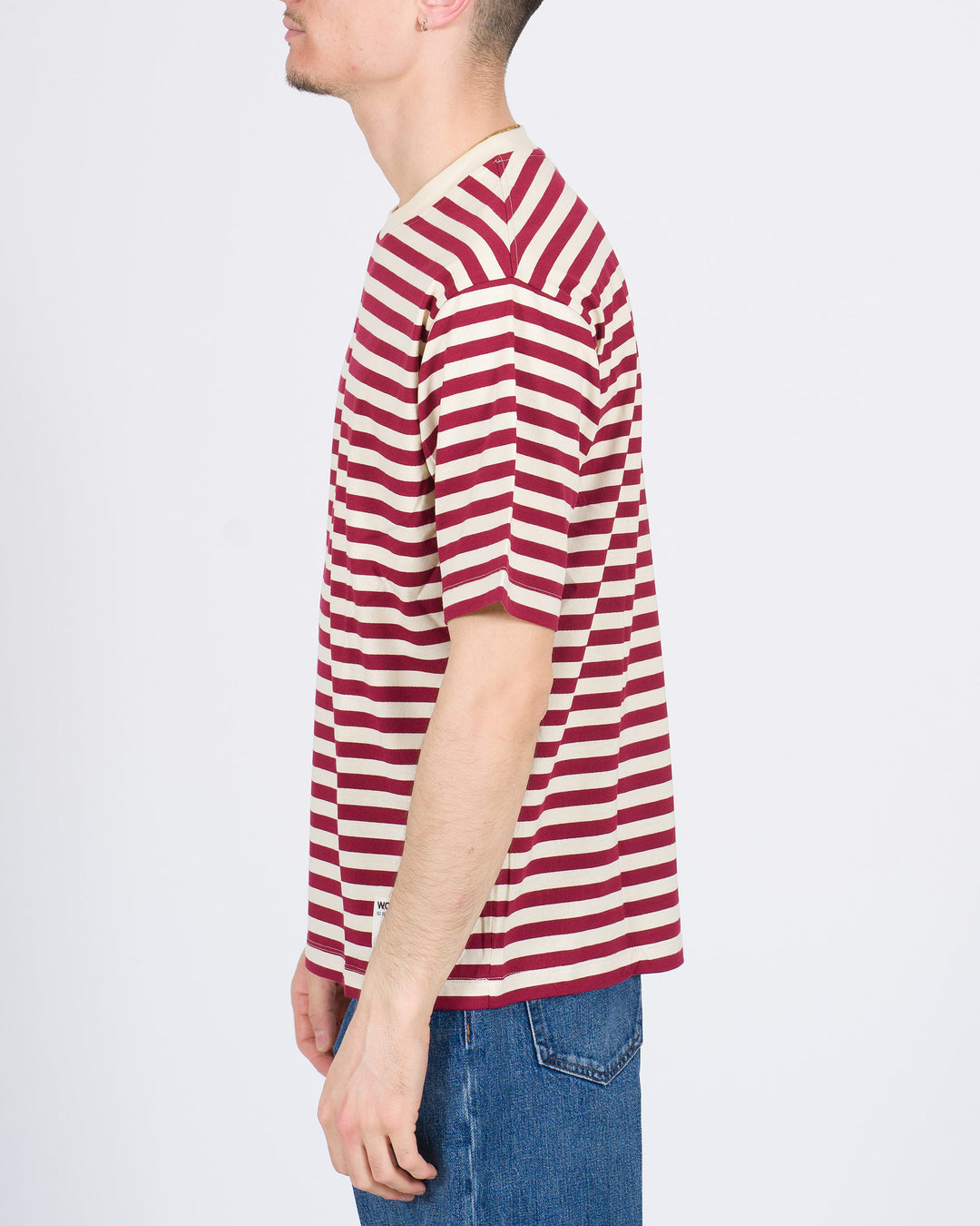 T-shirt Firenze rigata rossa e beige cropped 
