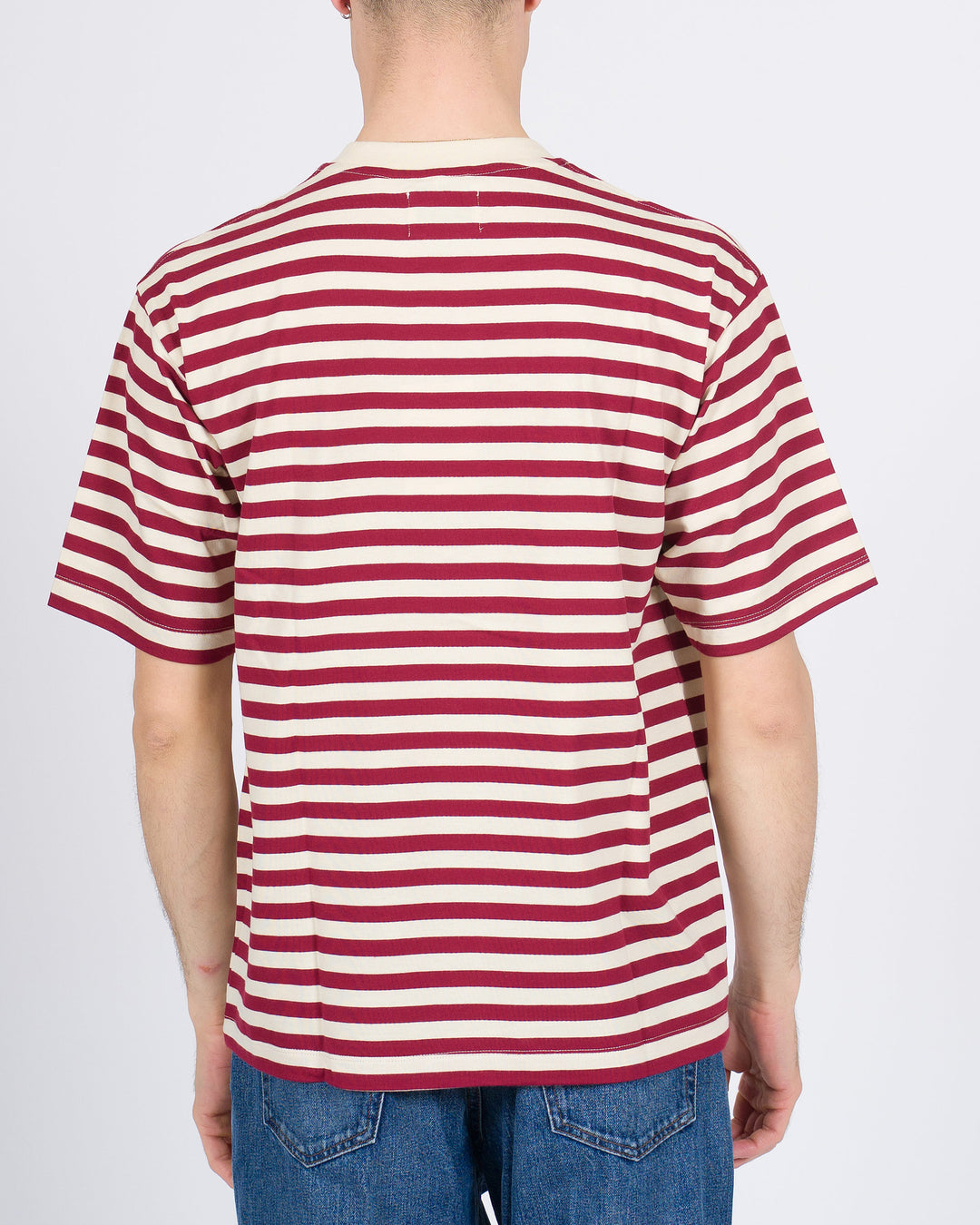 T-shirt Firenze rigata rossa e beige cropped 