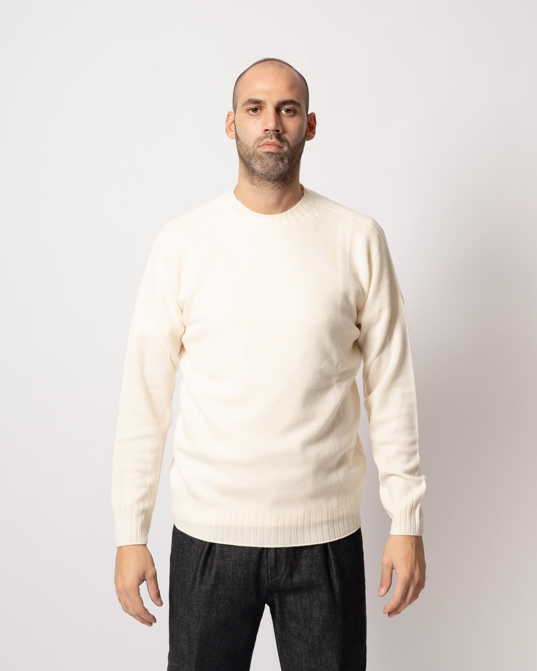 Maglia Collo Coste Panna 