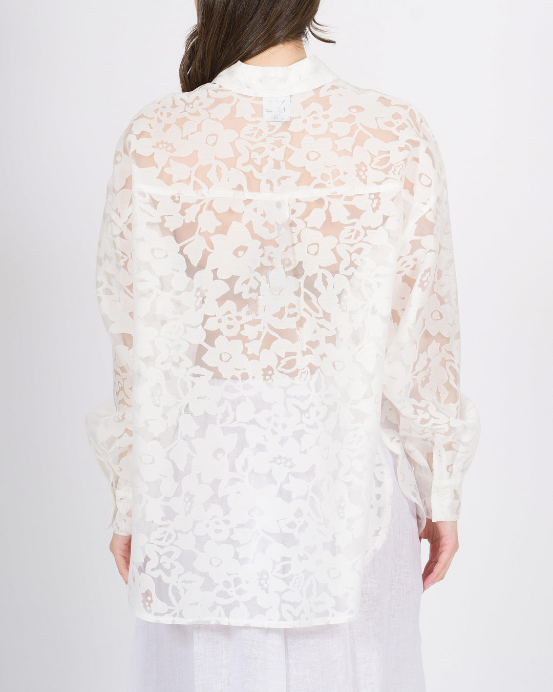 Camicia access bianca over in tessuto trasparente 