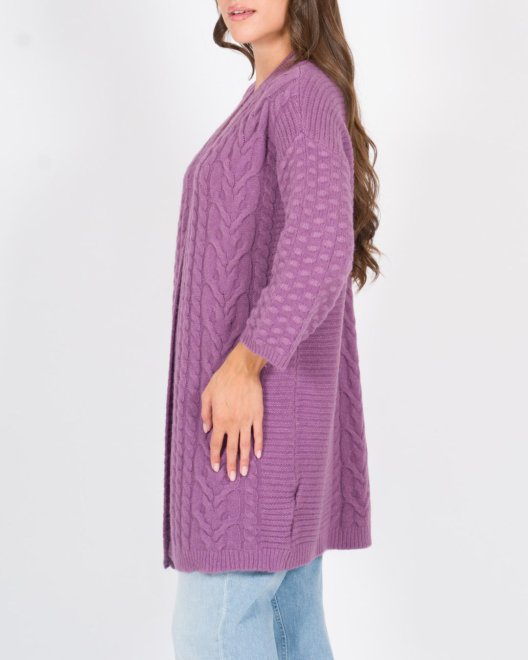 Cardigan trecce melanzana 