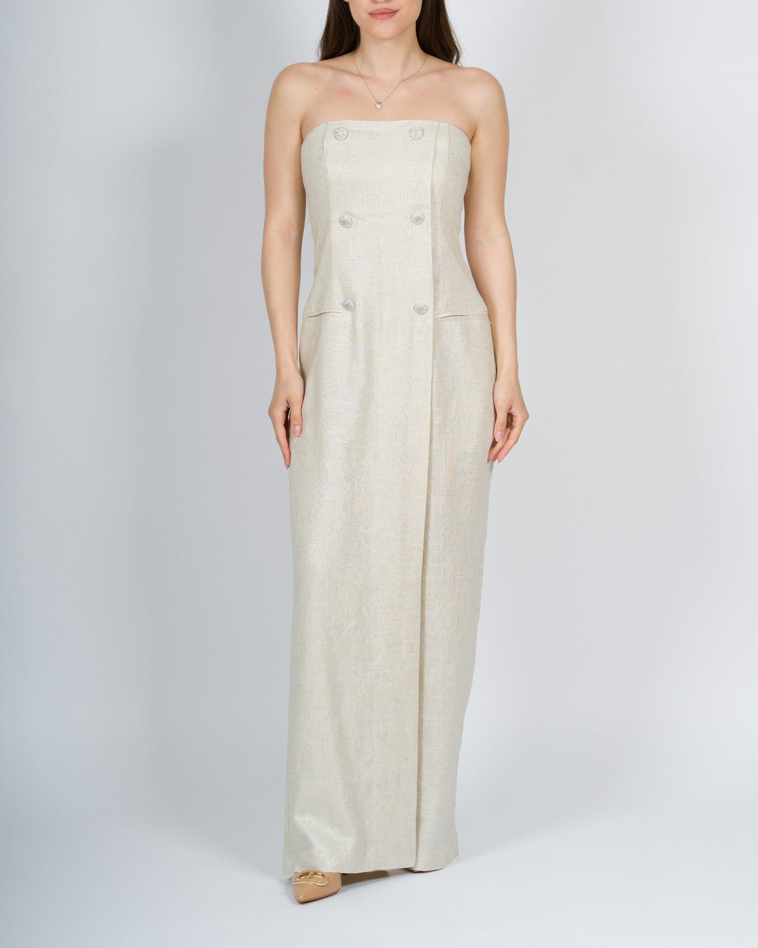 Tuta strapless beige chiaro 