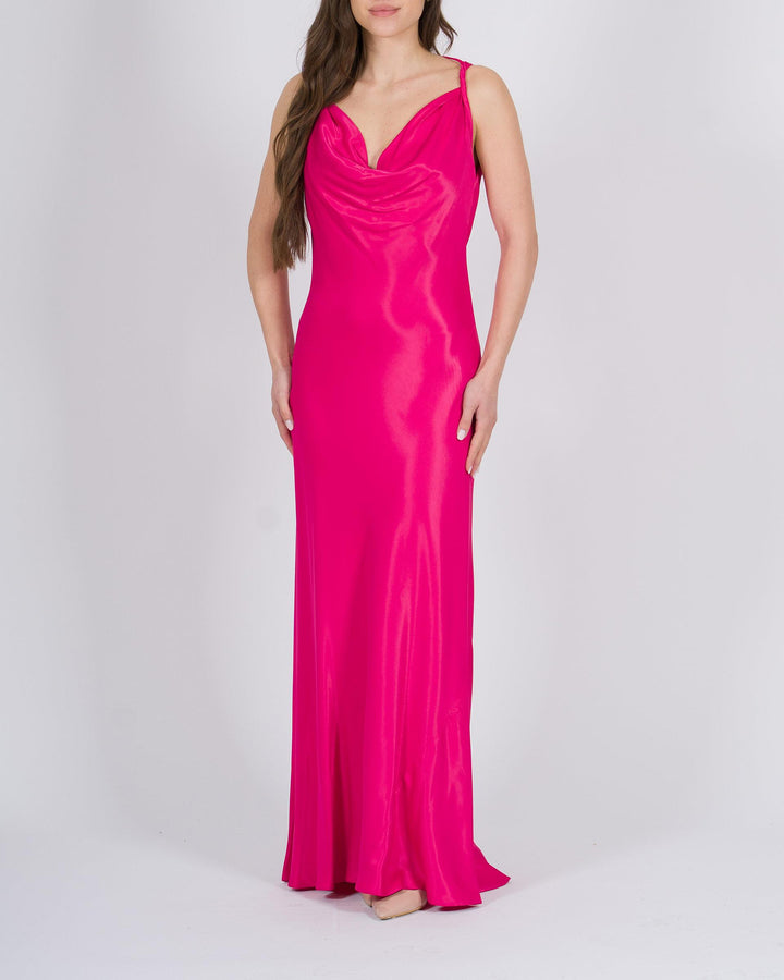 Maxiabito drappeggiato fuxia 