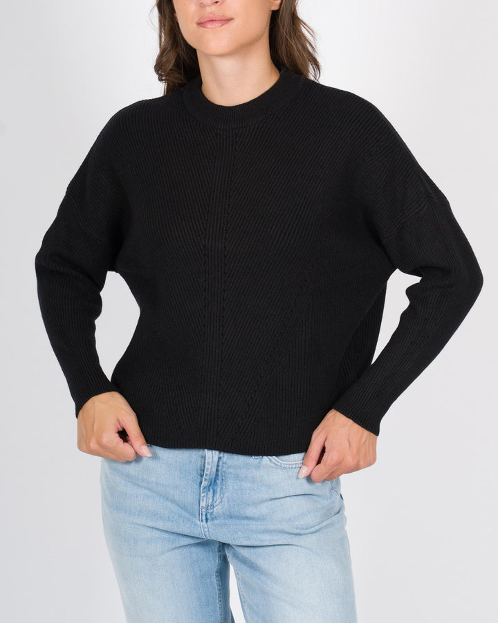 Maglia girocollo a costine nero 