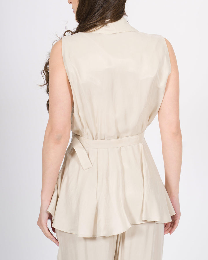 Gilet Silence beige in Cupro con Fusciacca 