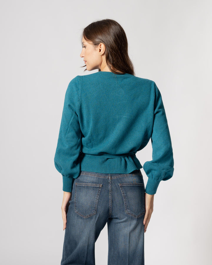 Maglia incrociata ottanio 