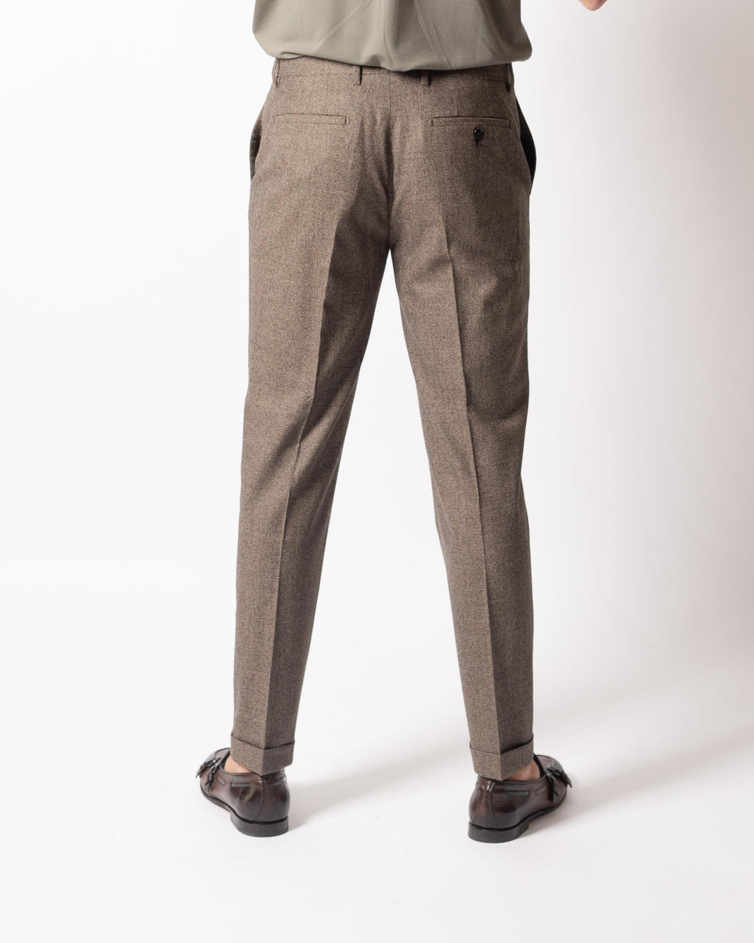 Pantalone Y Retro Pied de Poule Marrone 