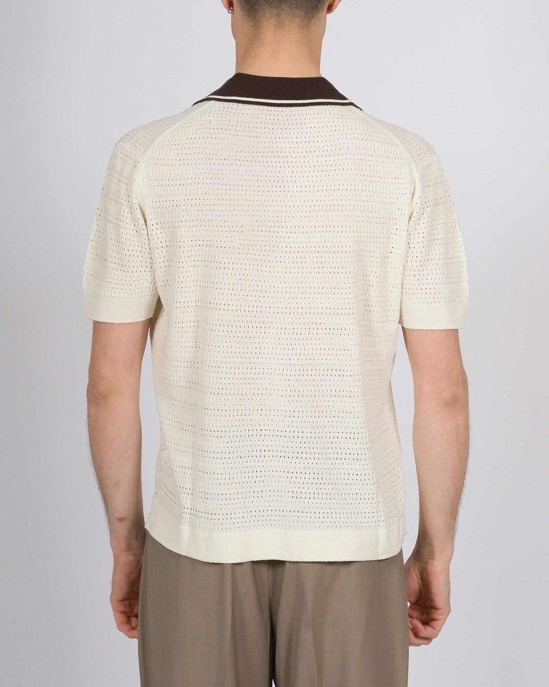 Polo uomo panna crochet chiusura bottoni 