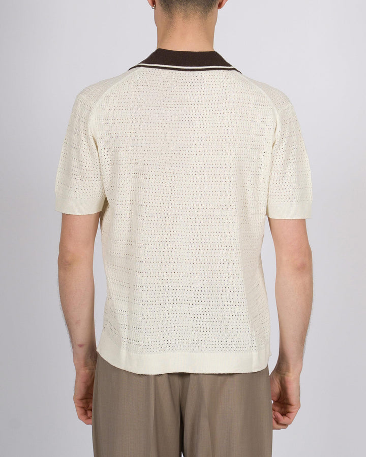 Polo uomo panna crochet chiusura bottoni 