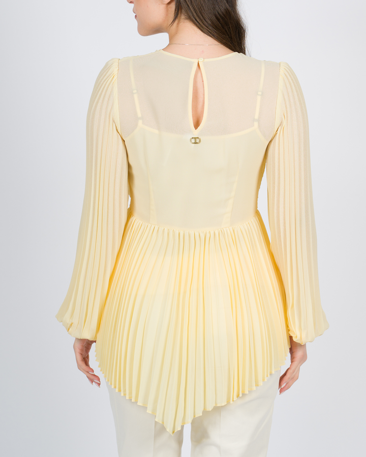 Blusa in georgette plissé giallo 