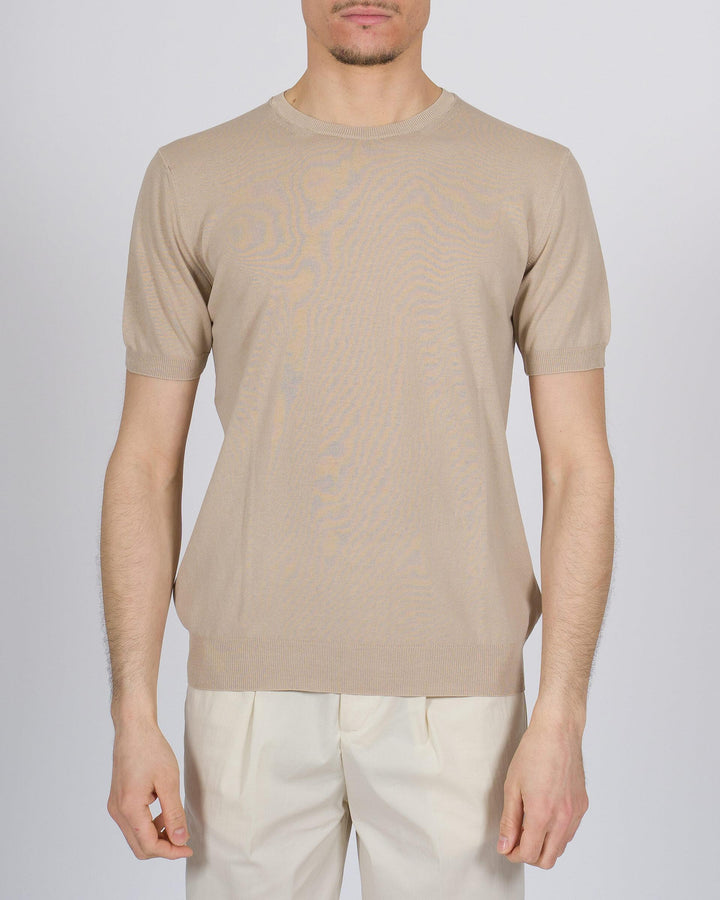 T-shirt crepe di cotone beige 