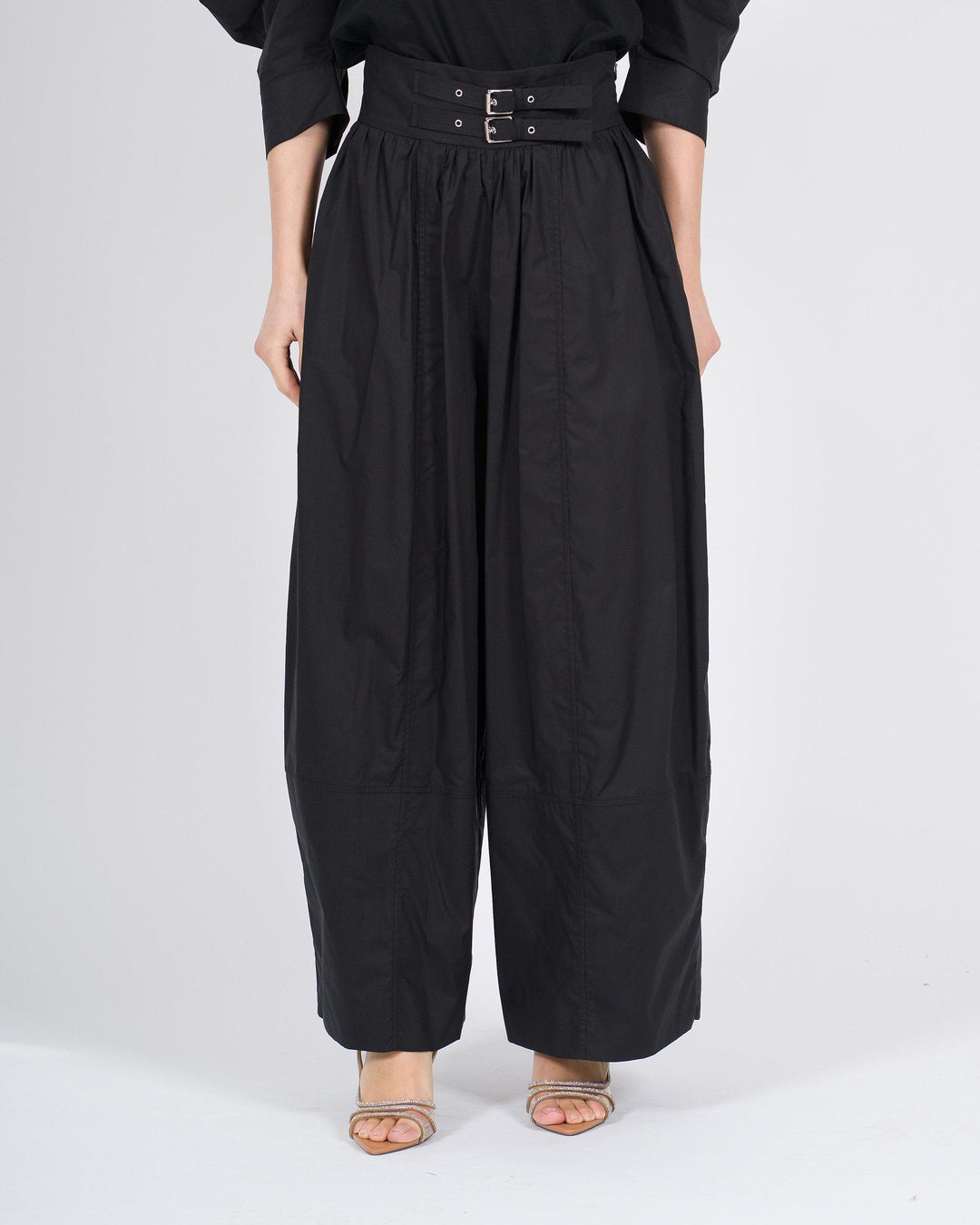 Pantaloni MEIMEJ  Balloon Cotone con Cinghie in Vita nero 