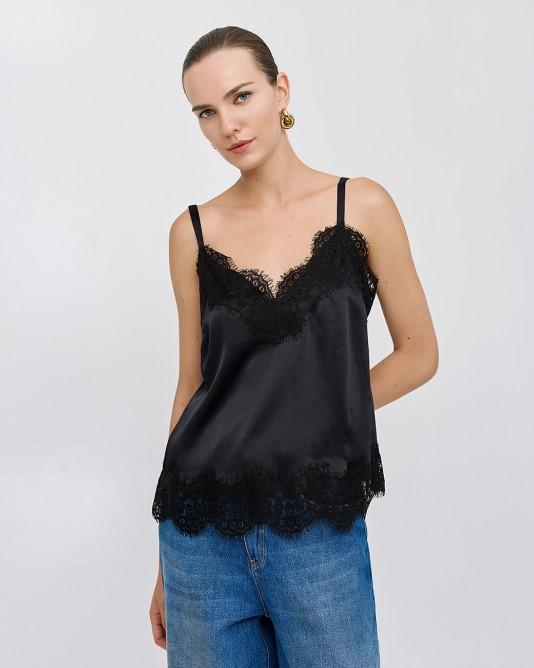 Top con pizzo nero 
