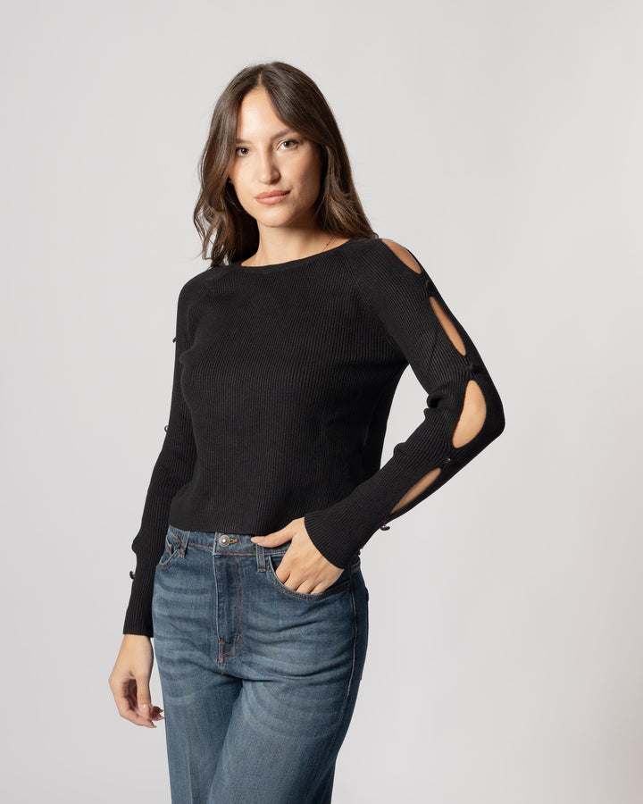 Maglia con aperture nera 