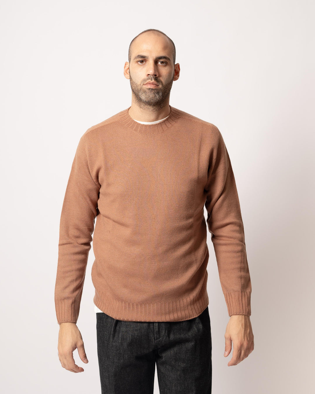 Maglia Collo Coste Cammello 