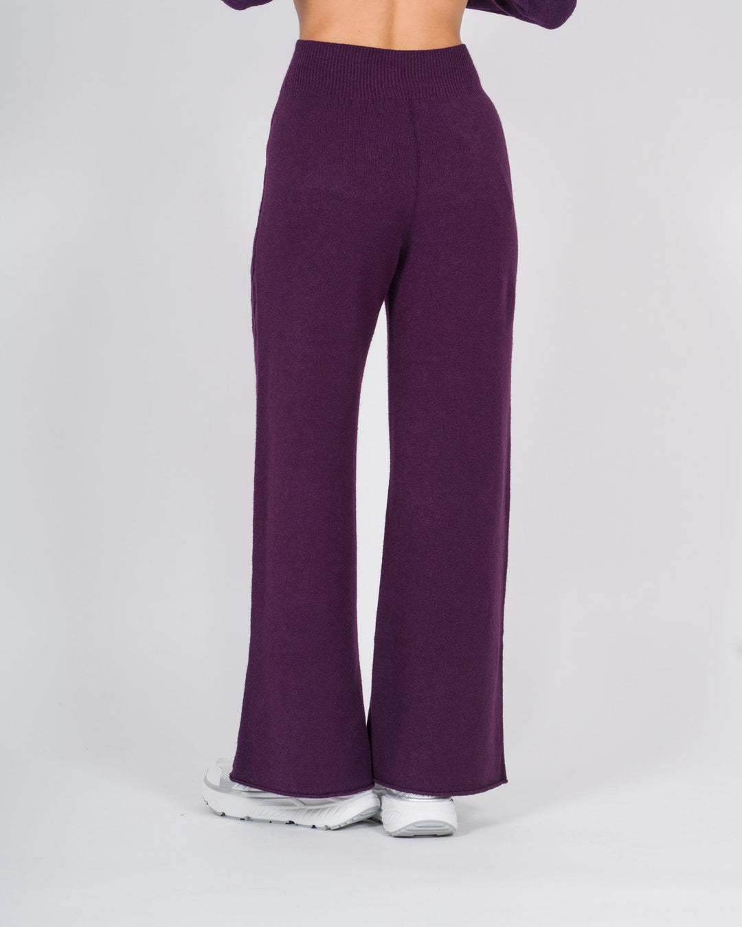 Pantaloni in lana con treccia laterale vino 