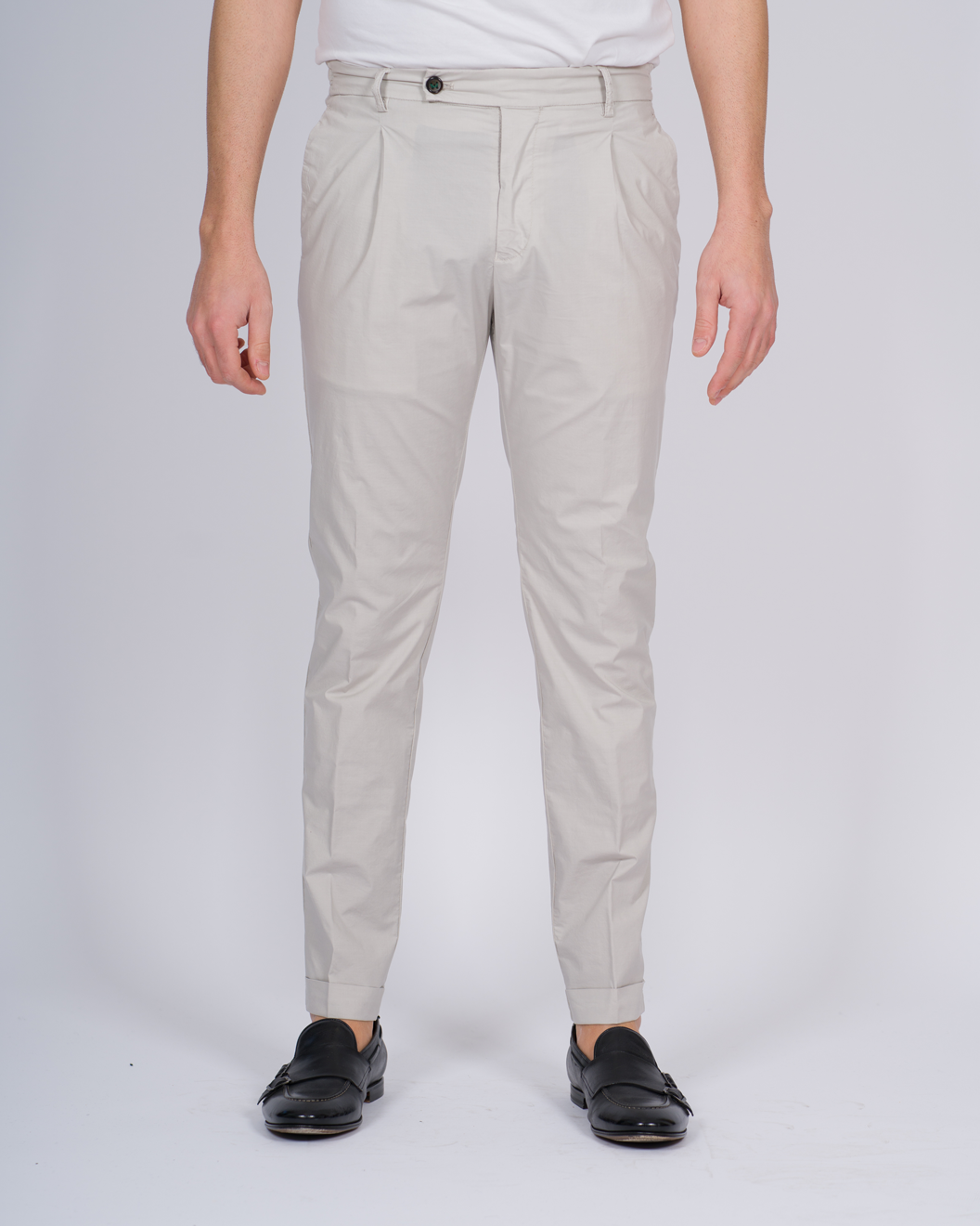 PANTALONE RETRO COTONE GESSO 