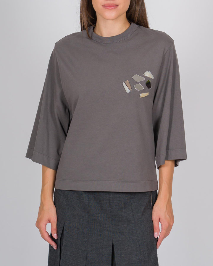 Overshirt cropped applicazioni antra 
