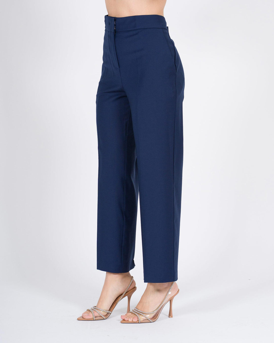 Pantaloni MEIMEJ  Fresco Lana Alla Caviglia Linea Morbida blu 