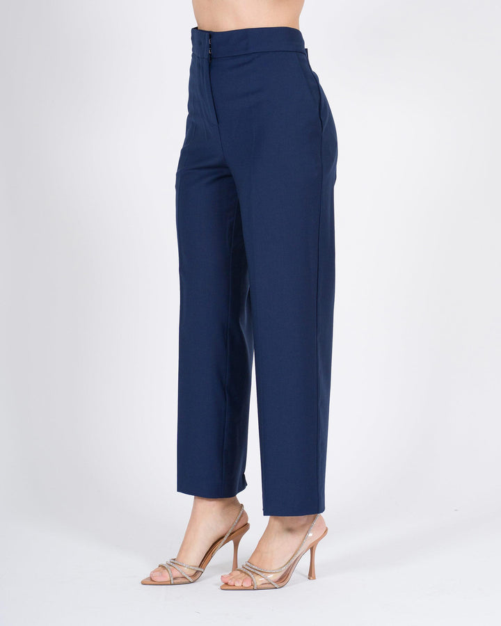 Pantaloni MEIMEJ  Fresco Lana Alla Caviglia Linea Morbida blu 