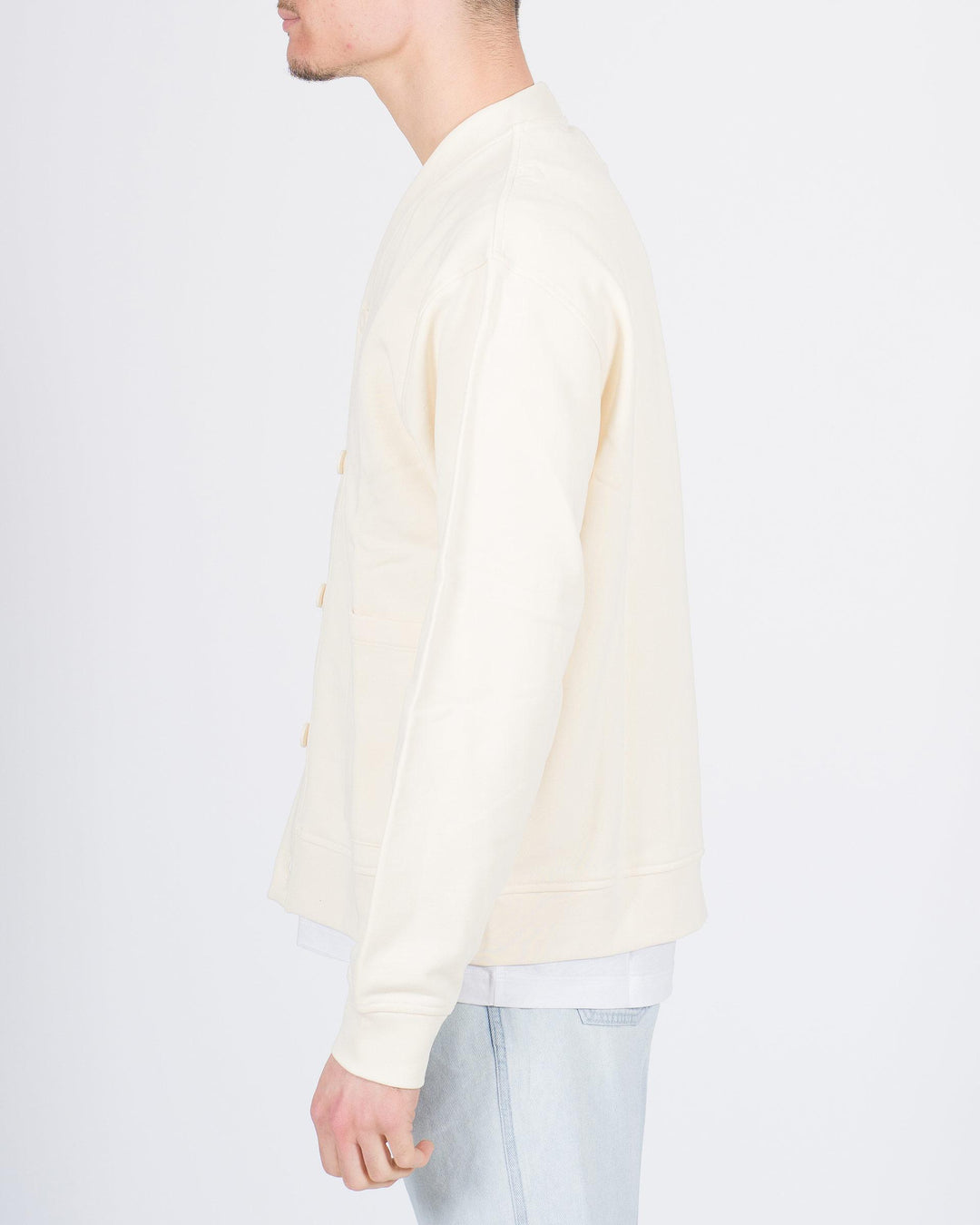Cardigan felpa con bottoni panna 