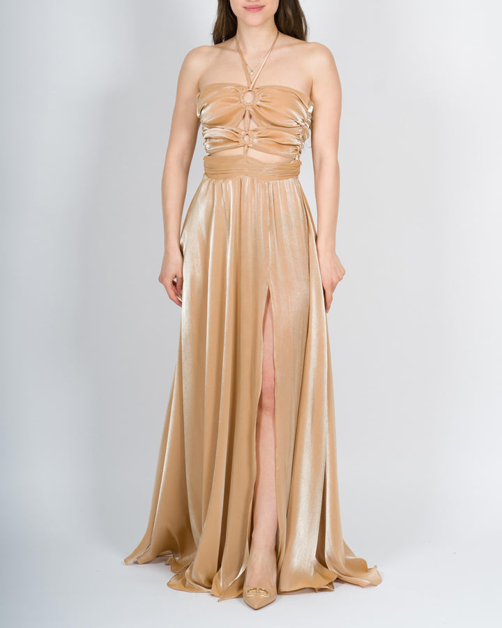 ABITO LUNGO CON ANELLI BEIGE 