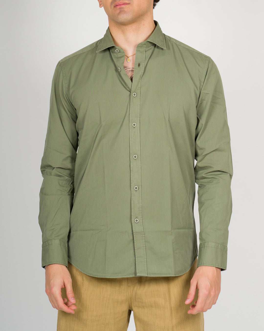 Camicia cotone unito verde 