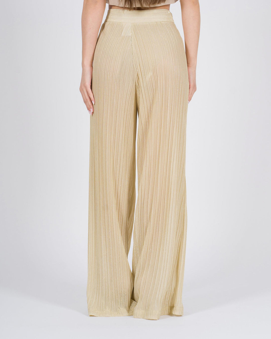 Pantalone palazzo plissé oro 