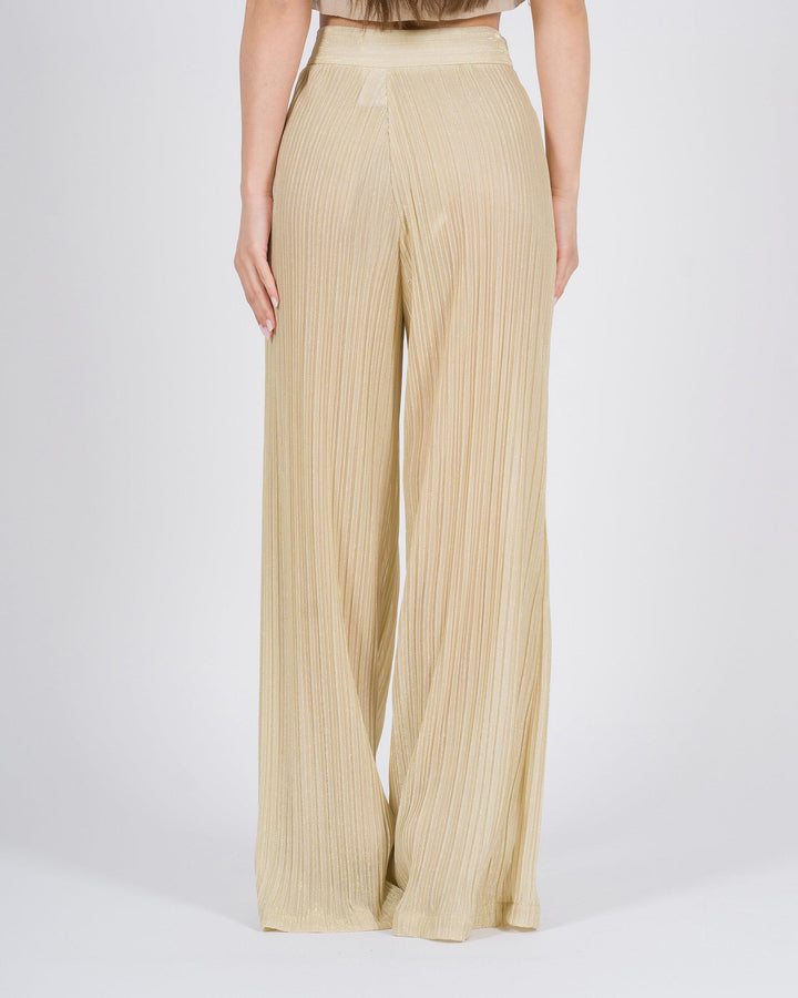 Pantalone palazzo plissé oro 