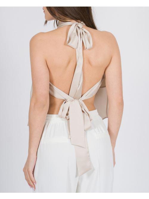 Halter top drappeggiato avorio 
