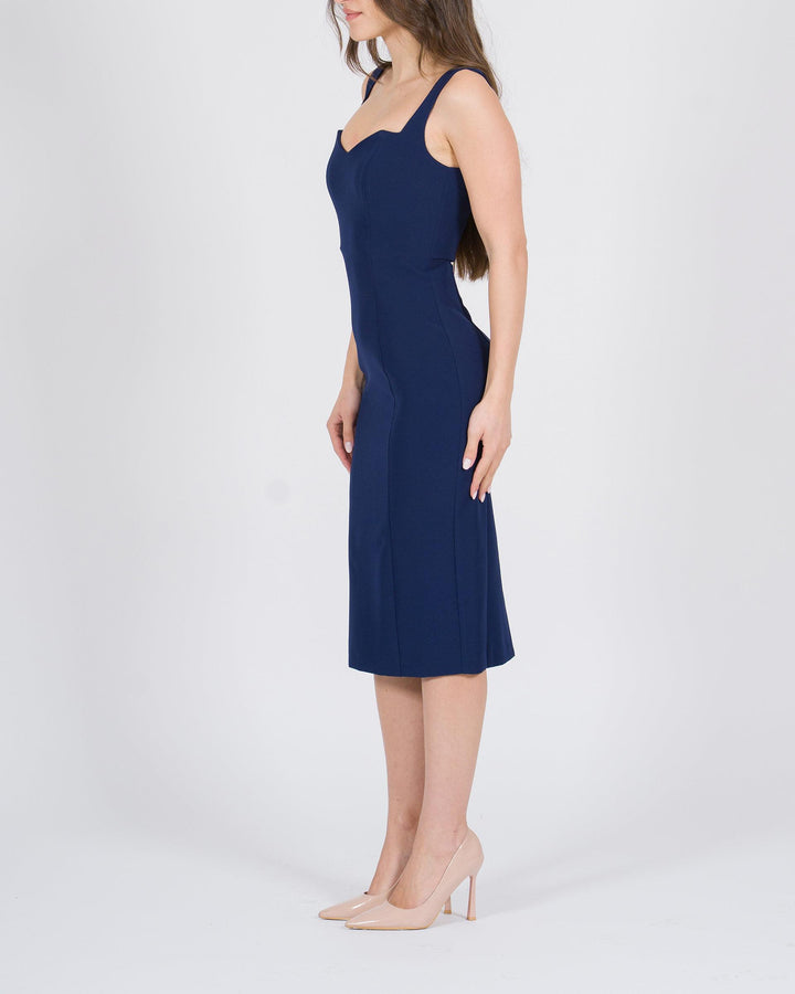 Abito midi a tubino con bretelle blu 