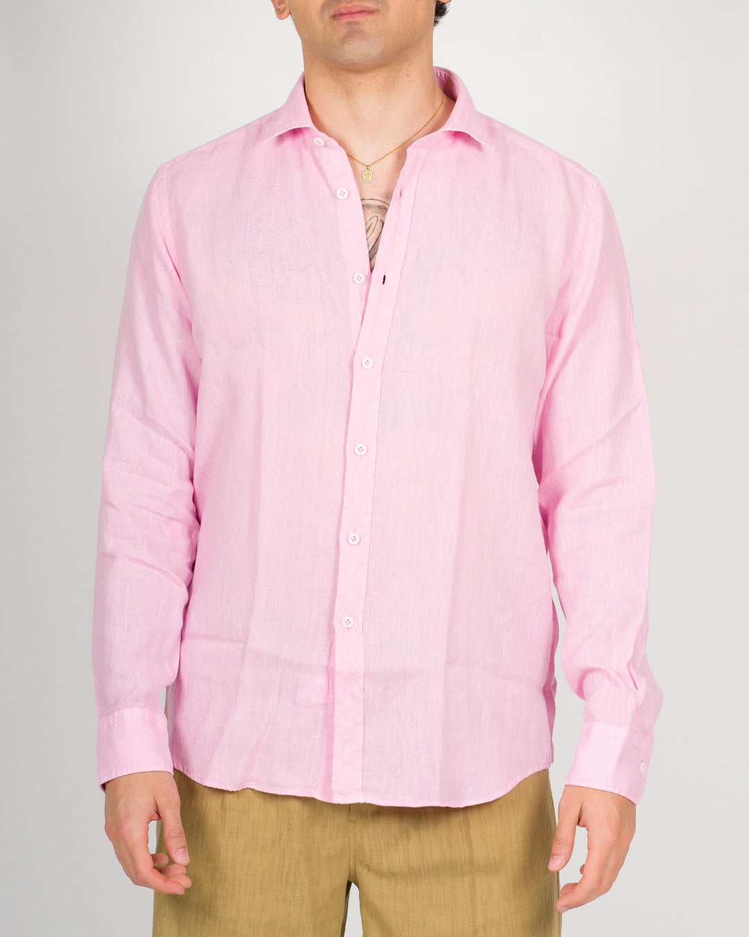 Camicia lino unito rosa 