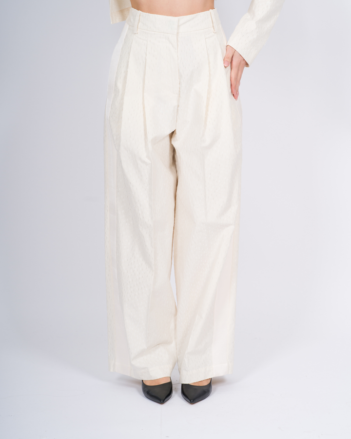MAXI PANTALONE JACQUARD PANNA<BR/> 