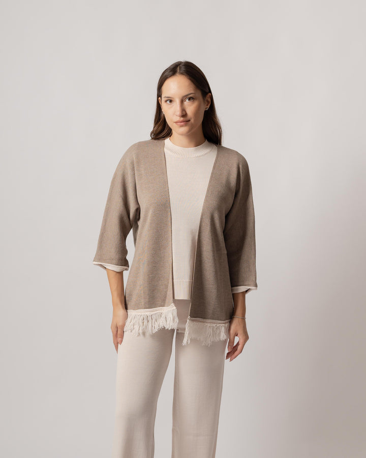 Giacca frange beige 