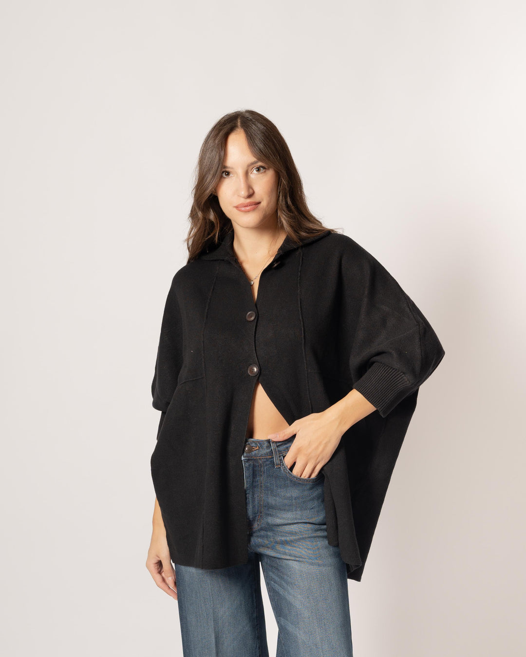 Cardigan polo nero 