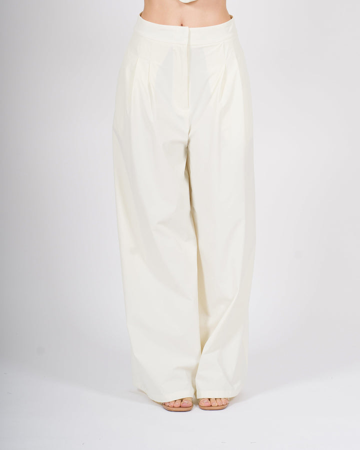 Pantalone Palazzo Silence in Tessuto Tecnico Bianco 