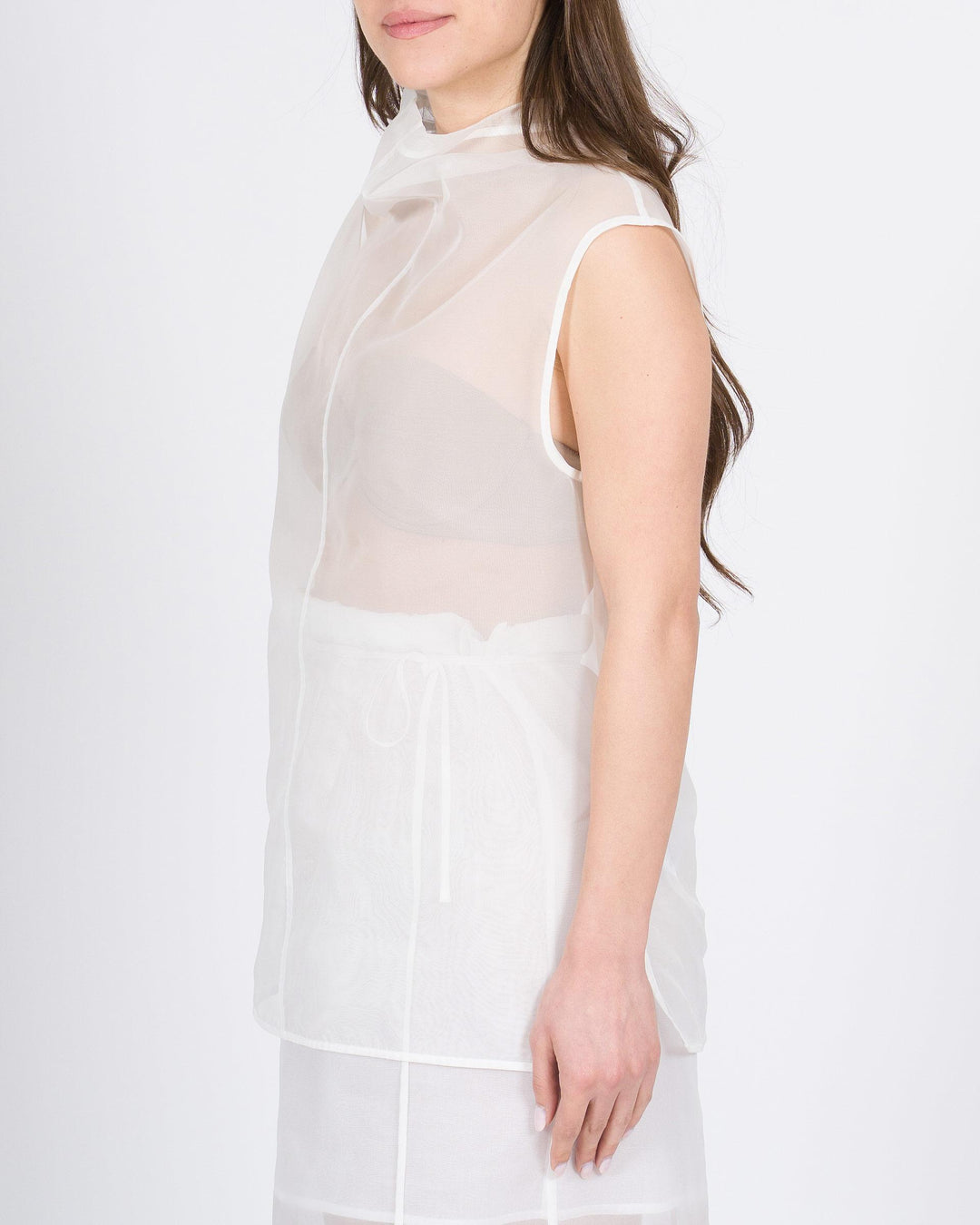 Canotta MEIMEJ  Collo Cratere in Organza bianco 