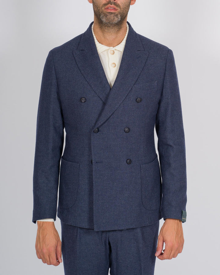 Giacca doppiopetto in lana blu 