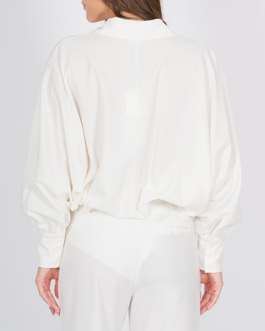 Body a camicia con maniche a sbuffo bianco 