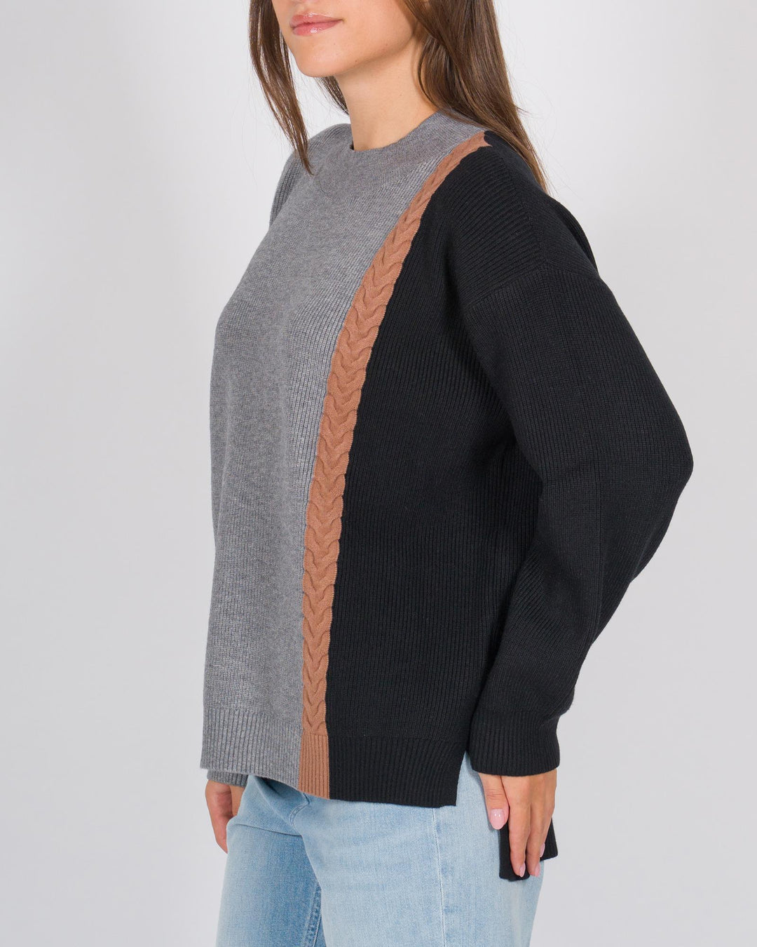 Maglia costine grigio e nero 