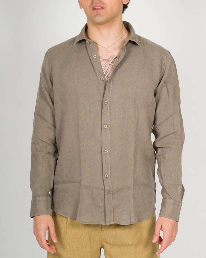 Camicia lino unito fango 