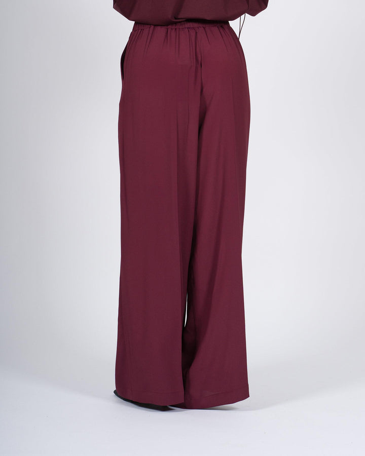 Pantalone Bordeaux Meimeij Palazzo con Elastico in Vita 