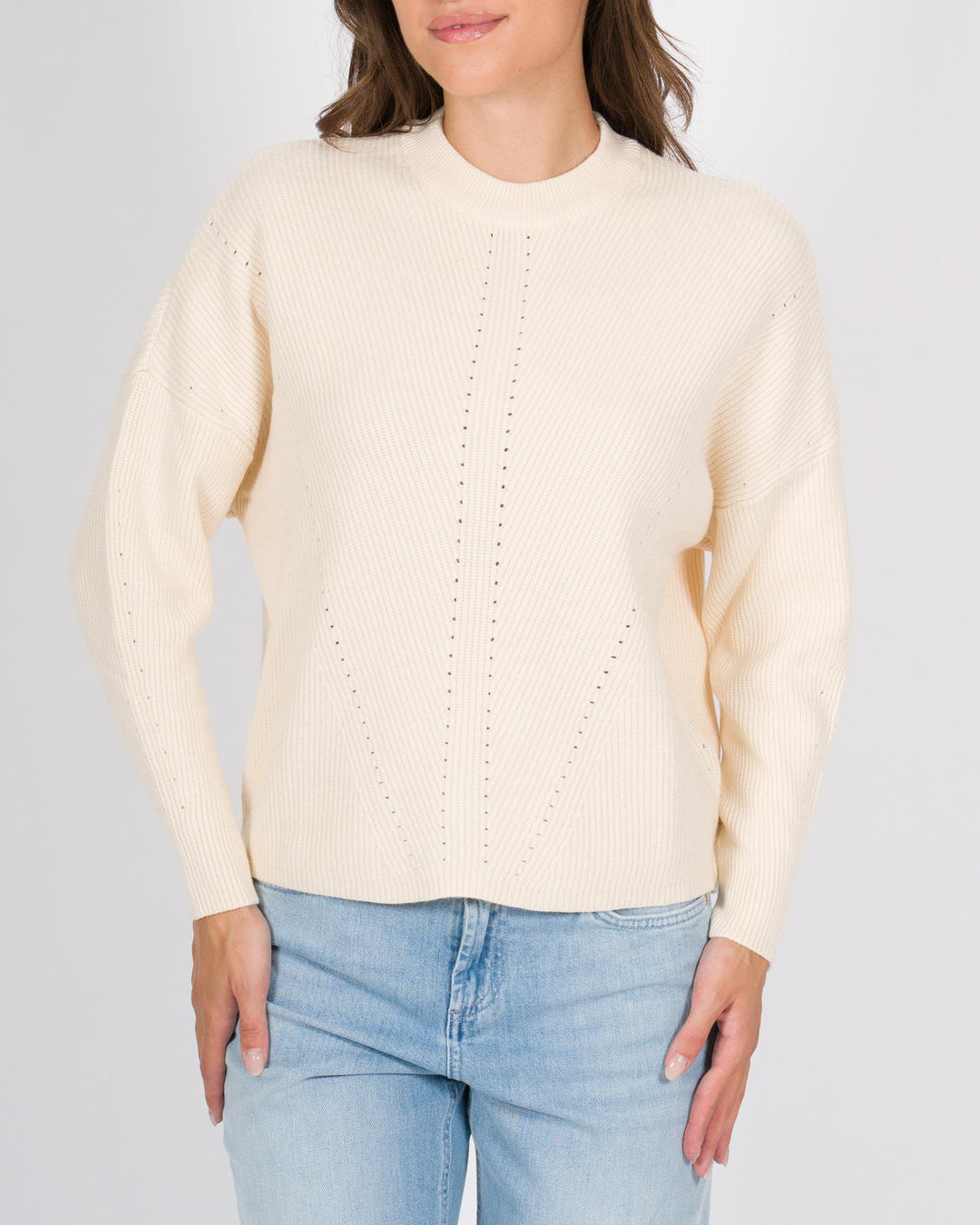 Maglia girocollo a costine blu 