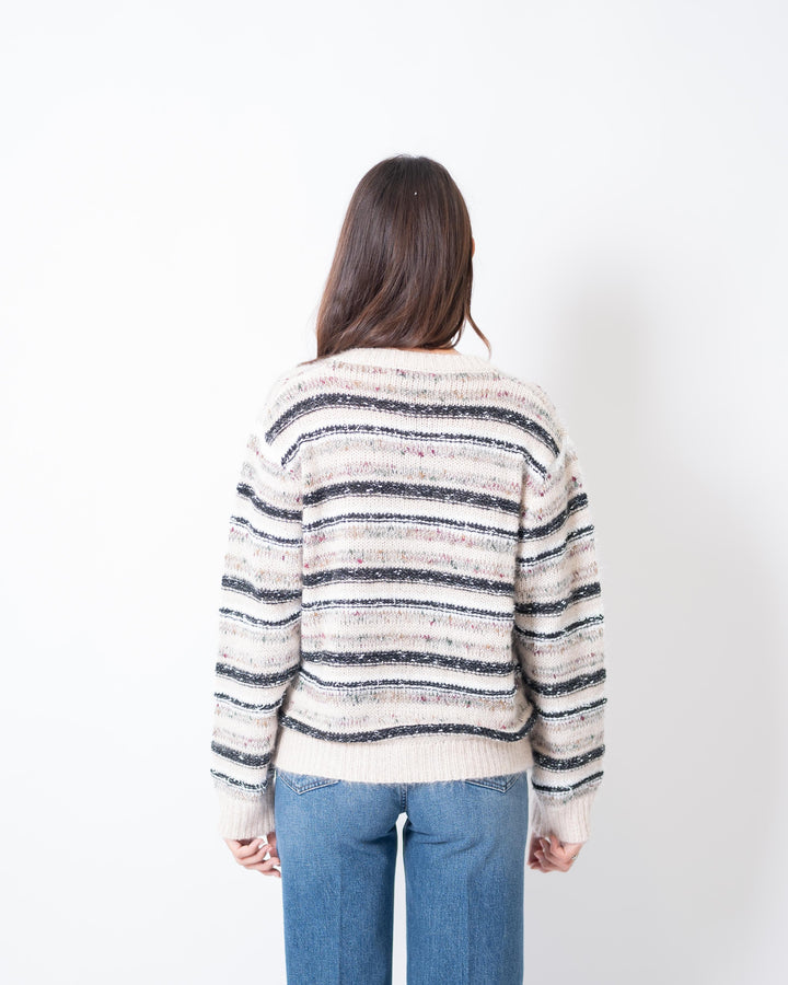 Giacca Intarsi Rigata Beige 