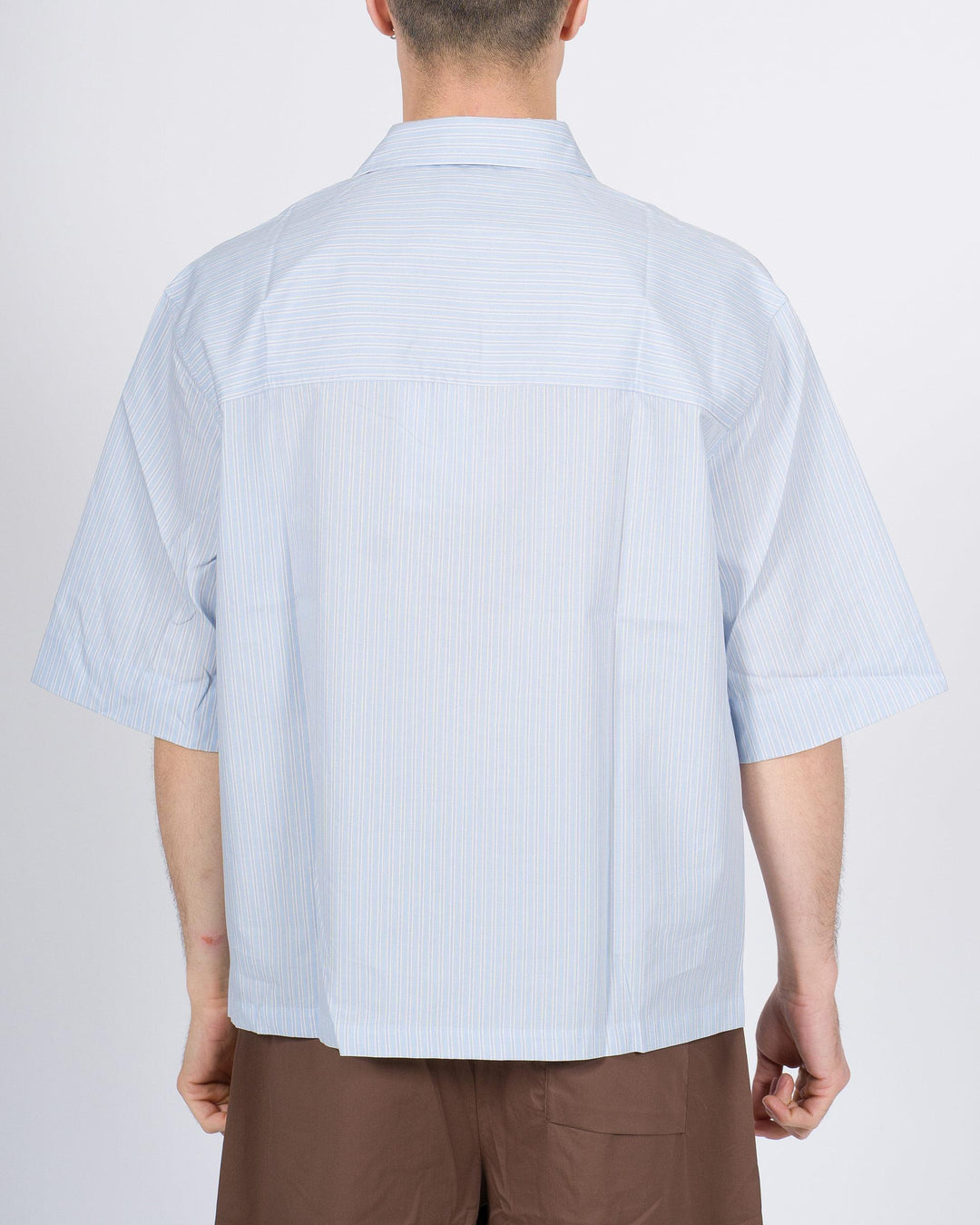 Camicia mezza manica azzurra con taschino 